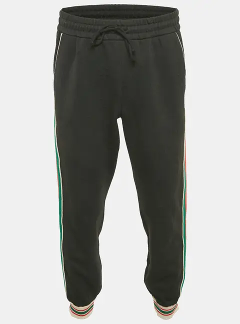 Gucci Black GG Jacquard Knit Web Trim Jogger Trousers M