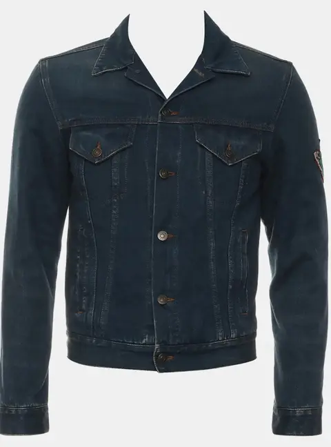 Gucci L'Aveugle Par Amour Size 44 Blue Cotton Denim Men's Jacket
