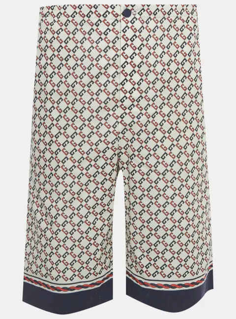 Gucci White GG Print Cotton Shorts XL