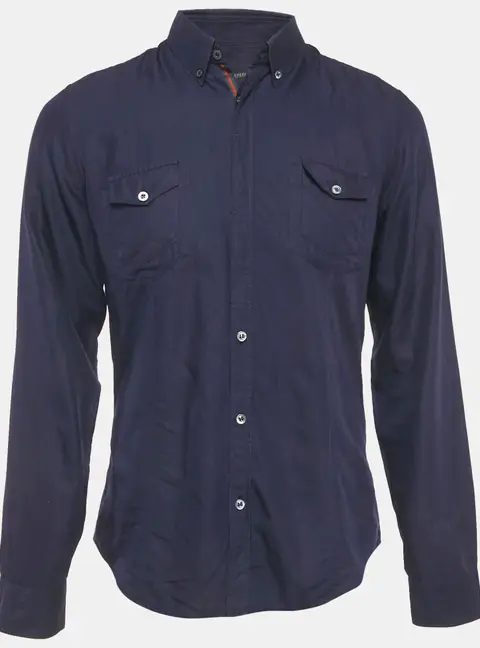 Gucci Blue Cotton Skinny Shirt XL