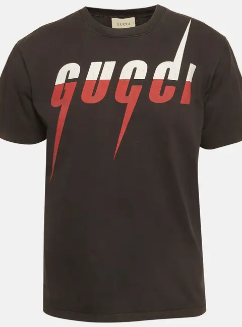 Gucci Black Blade Logo Printed Cotton Knit T-Shirt L
