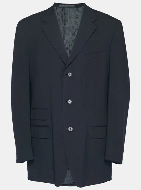 Gucci Vintage Black Wool Regular Fit Blazer XXL
