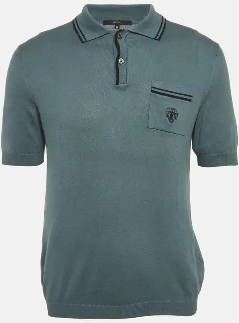 Gucci Light Teal Cotton Knit Polo T-shirt M