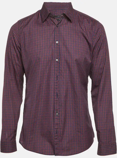 Gucci Navy Blue Horsebit Print Cotton Slim Fit Shirt XL