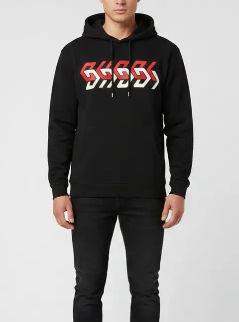 Gucci Black Printed Jersey Long Sleeve Hoodie L