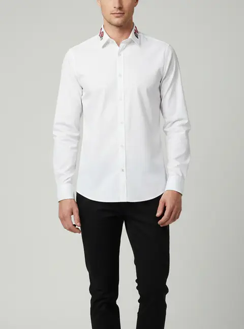 Gucci White Cotton Embellished Long Sleeve Shirt S
