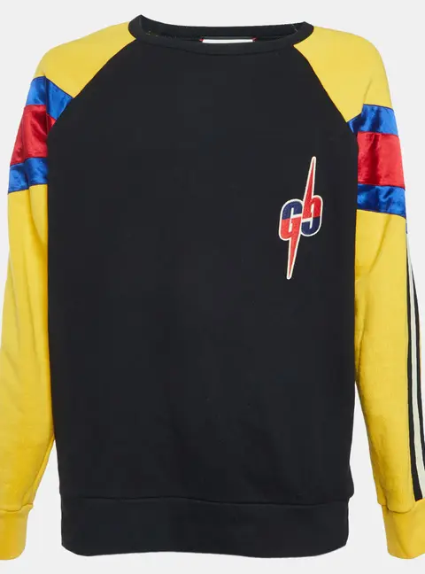 Gucci Multicolour GG Logo Detail Cotton Knit Crewneck Sweatshirt L
