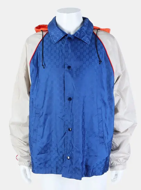 Gucci Blue/Multicolor Nylon Windbreaker Jacket 52