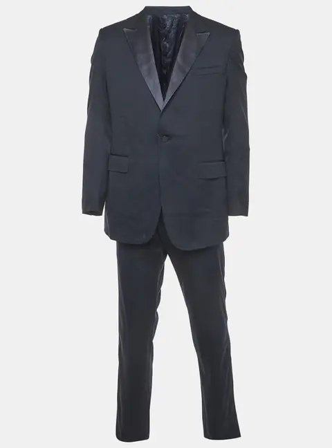 Gucci Navy Blue Wool and Satin Trim Tuxedo Suit XL