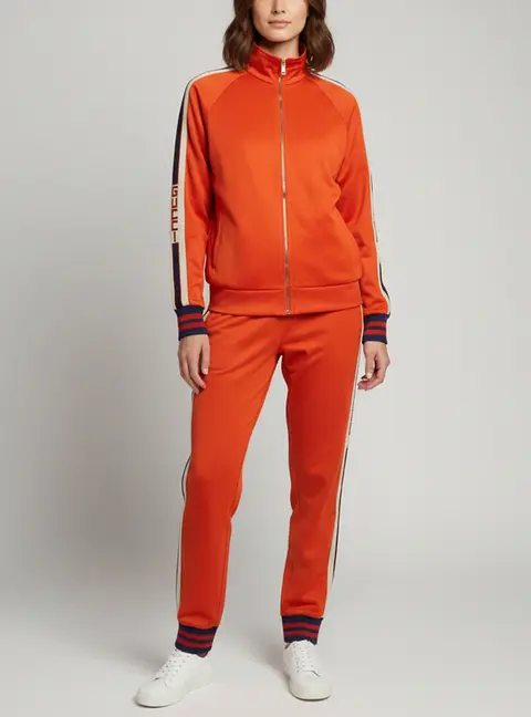 Gucci Orange Technical Jersey Side Stripe Top and Pant Set XL