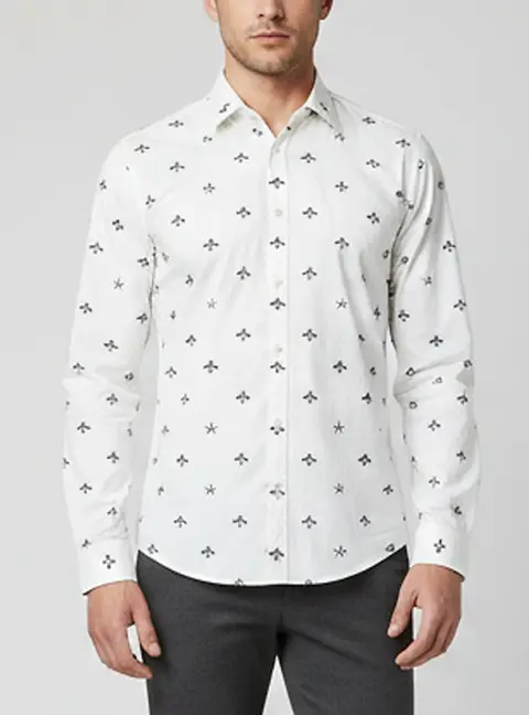 Gucci White Bee Print Poplin Button Front Shirt XS