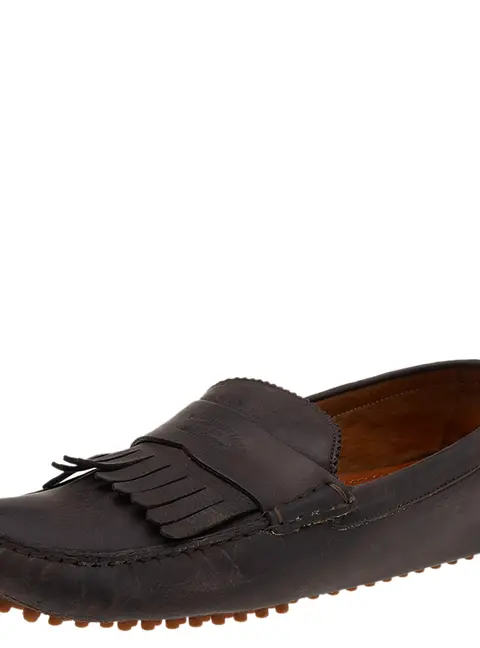 Gucci Brown Leather Slip on Loafers Size 43.5