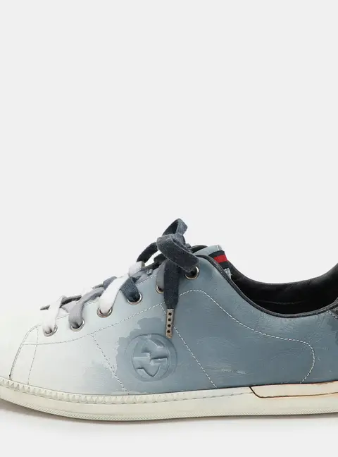 Gucci Blue Ombre Leather Low Top Sneakers Size 41.5