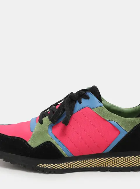 Gucci Size 41 Multicolor Canvas, Leather and Suede Low Top Sneakers
