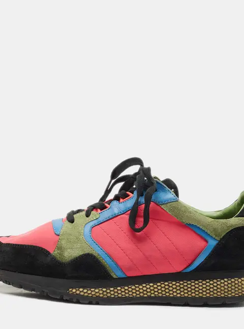Gucci Multicolor Nylon and Suede Lace Up  Sneakers Size 42