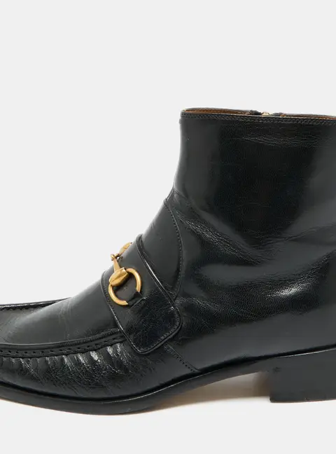 Gucci Horsebit Size 41 Black Leather Ankle Length Boots