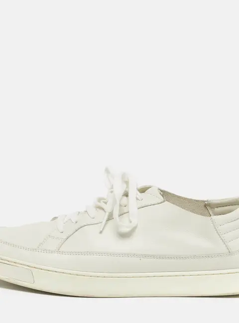 Gucci Size 44 White Leather Low Top Sneakers