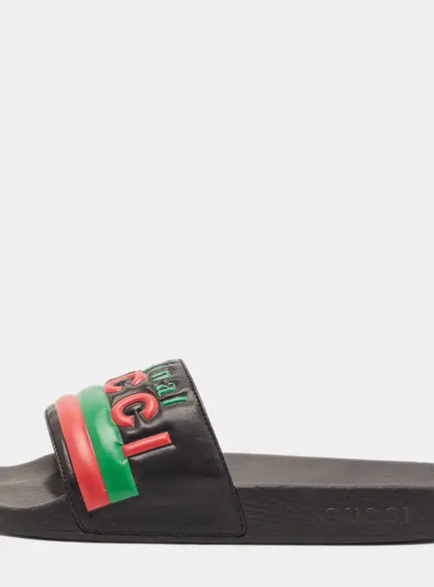 Gucci Size 41 Multicolor Leather Slide Flats
