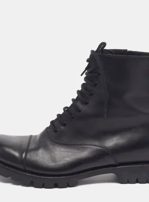Gucci Size 44 Black Leather Combat Boots