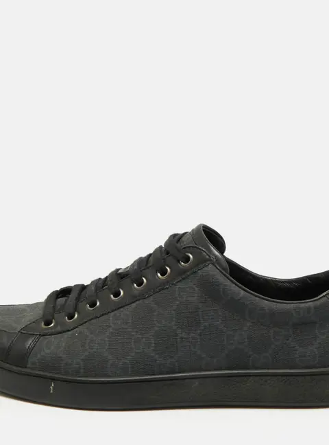Gucci Brooklyn Size 43 Black/Grey GG Supreme Coated Canvas and Leather Low Top Sneakers