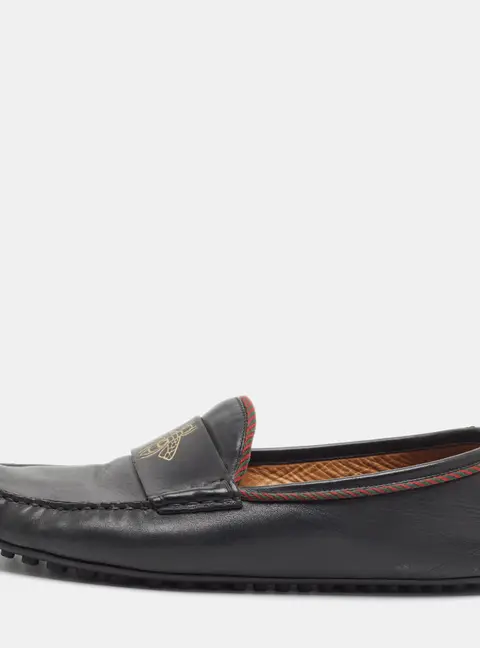 Gucci Bee Keeper Size 44.5 Black Leather Driver Loafers