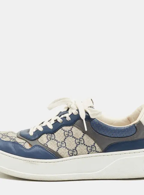 Gucci GG Size 43 Multicolor Coated Canvas and Leather Chunky B Lace Up Sneakers