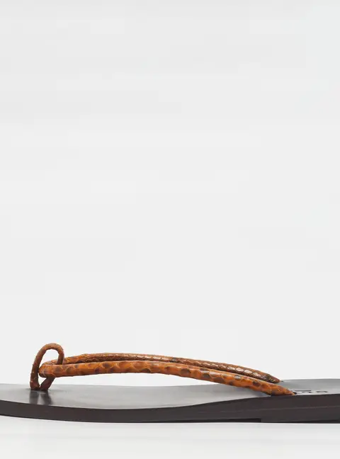 Gucci Size 40.5 Brown Python Leather Thong Sandals