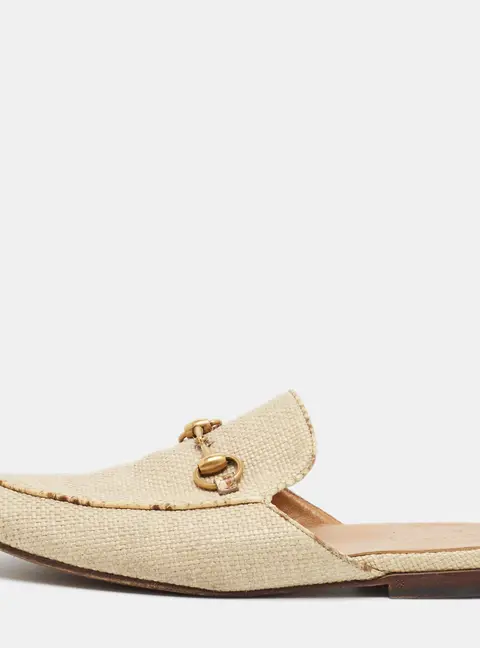 Gucci Princetown Size 41 Beige Raffia Mules