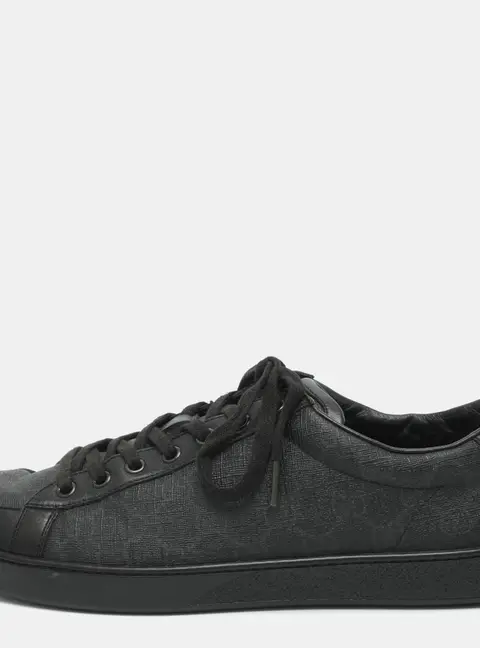 Gucci Brooklyn Size 43 Black/Grey GG Supreme Coated Canvas and Leather Low Top Sneakers