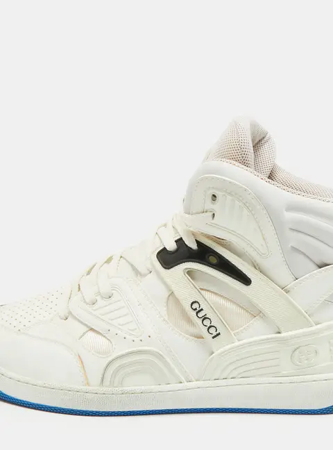 Gucci Basketball Size 44.5 White Leather High Top Sneakers