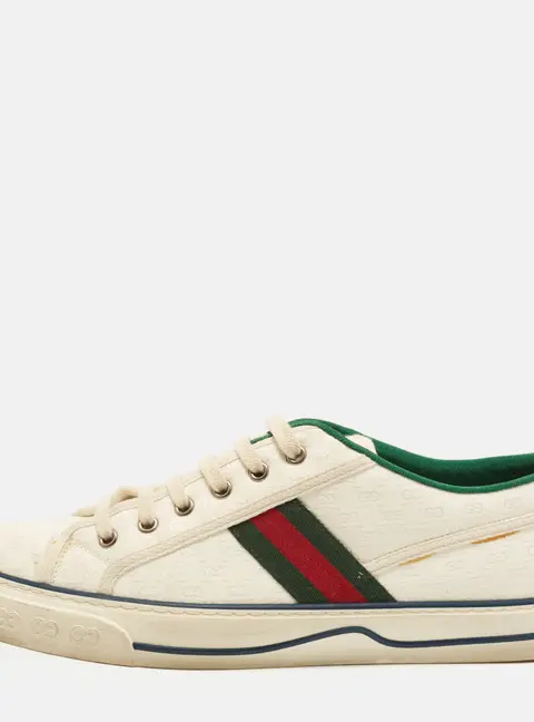 Gucci Tennis 1977 Size 45 White Canvas Low Top Sneakers