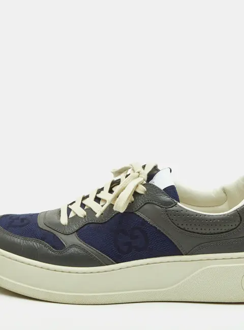 Gucci Interlocking GG Chunky Size 43 Dark Grey/Navy Blue Leather and Canvas Platform Sneakers