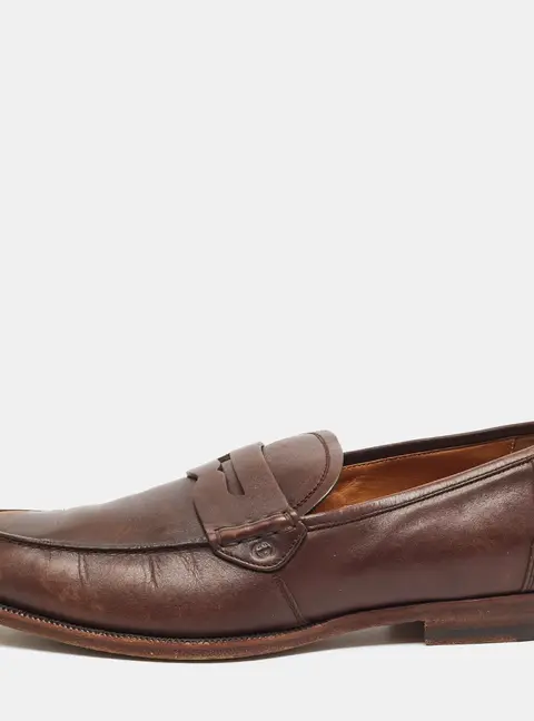 Gucci Size 42 Brown Leather Penny Loafers