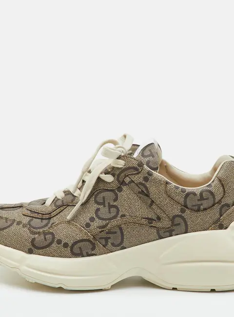 Gucci Rhyton Size 41.5 Beige/Brown Jumbo GG Supreme Canvas Sneakers