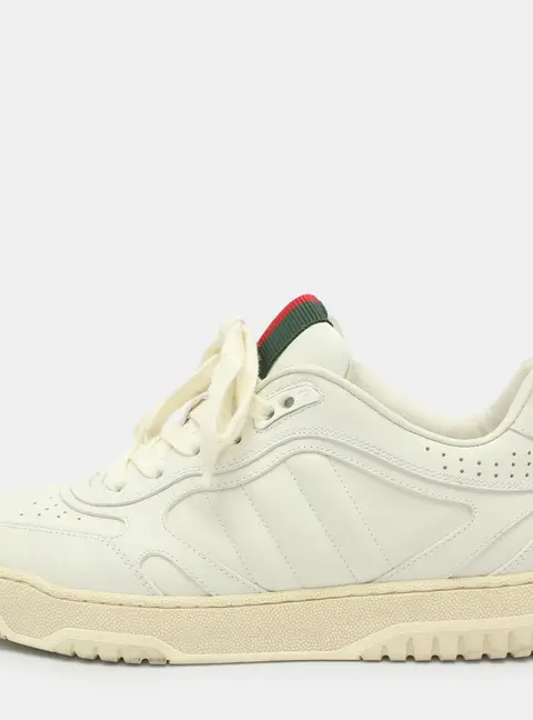 Gucci Re-Web Size 40.5 White Leather Low Top Sneakers