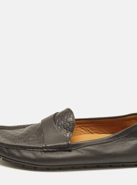 Gucci Microguccissima Size 43 Black Leather Driver Loafers