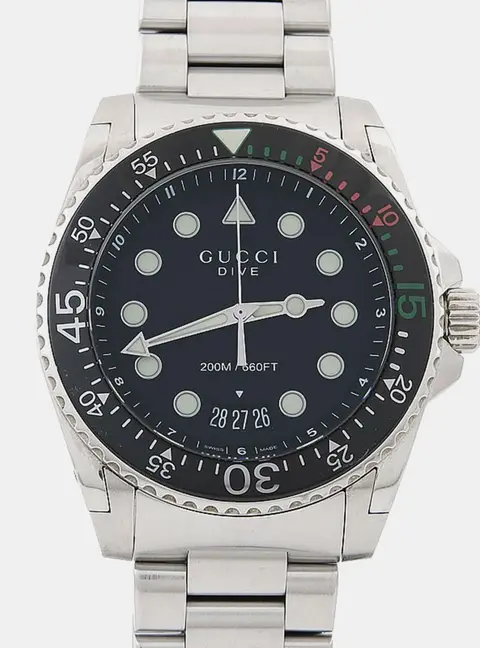 Gucci Dive YA136208 Black Stainless Steel Quartz Men's Wristwatches 45mm