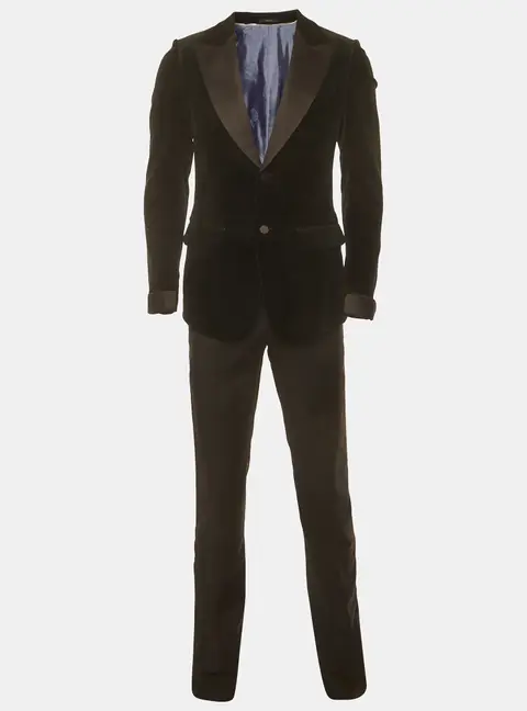 Gucci Black Velvet and Wool Blend Satin Trim Tuxedo Suit S
