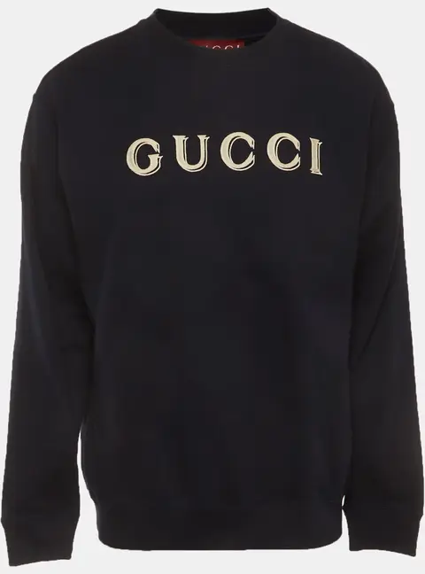 Gucci Navy Blue Embroidered Logo Detail Sweatshirt L