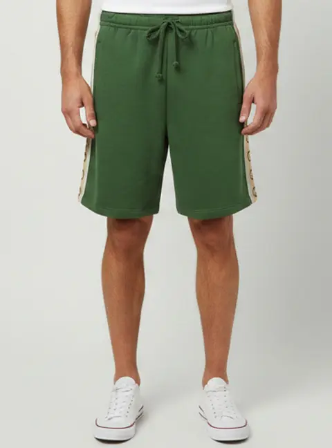 Gucci Green Monogram Striped Jersey Shorts S