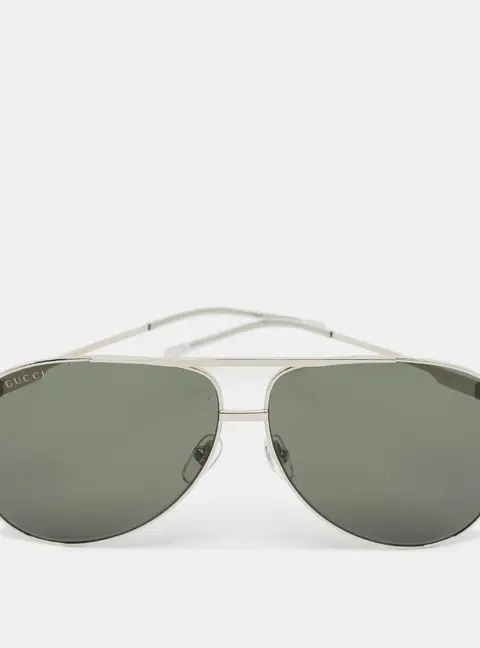 Gucci Grey/Silver Tone GG1677S Web Aviator Sunglasses