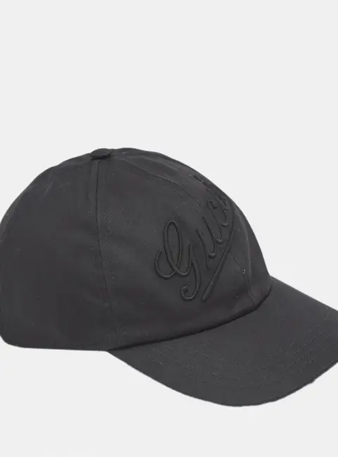 Gucci Black Logo Embroidered Cotton Baseball Cap S