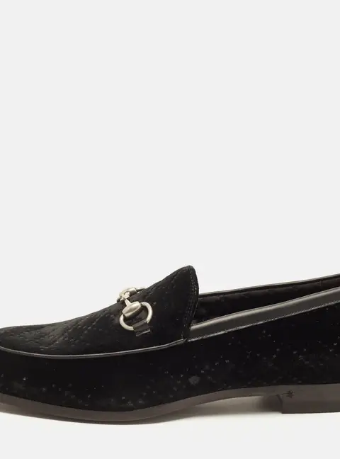 Gucci Horsebit Size 42.5 Black Diamond Velvet Loafers