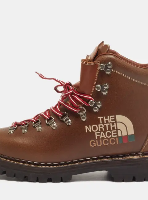 Gucci x The North Face Size 40.5 Brown Leather Hiking Ankle Boots