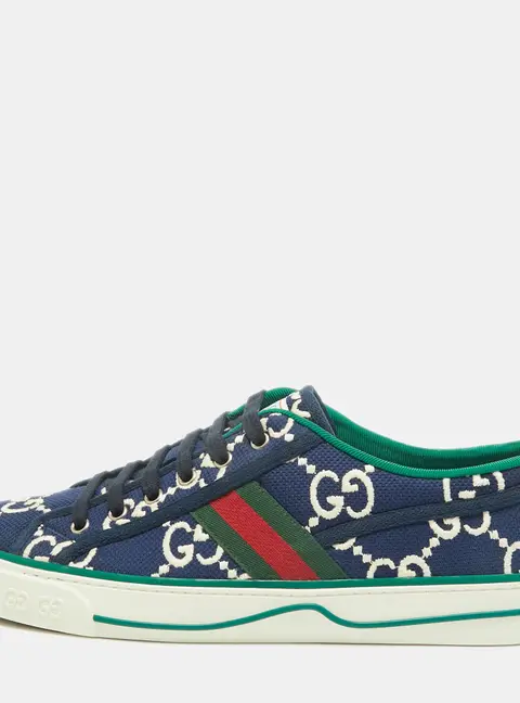 Gucci Tennis 1977 Size 44 Tricolor GG Jacquard Low Top Sneakers