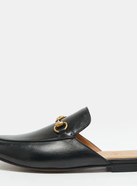 Gucci Princetown Size 43 Black Leather Flat Mules