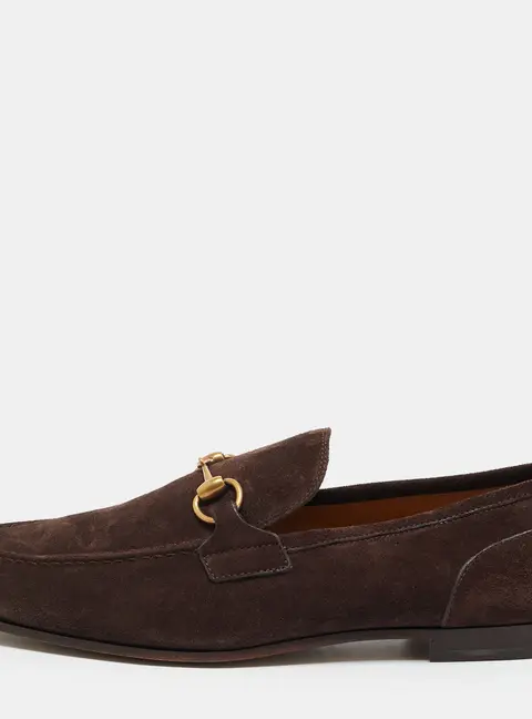 Gucci Jordaan Size 45 Brown Suede Loafers
