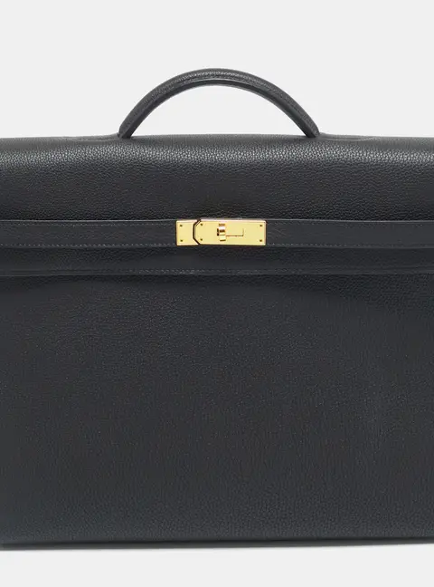 Herm&egrave;s Kelly Depeches 36 Noir Togo Leather Briefcase