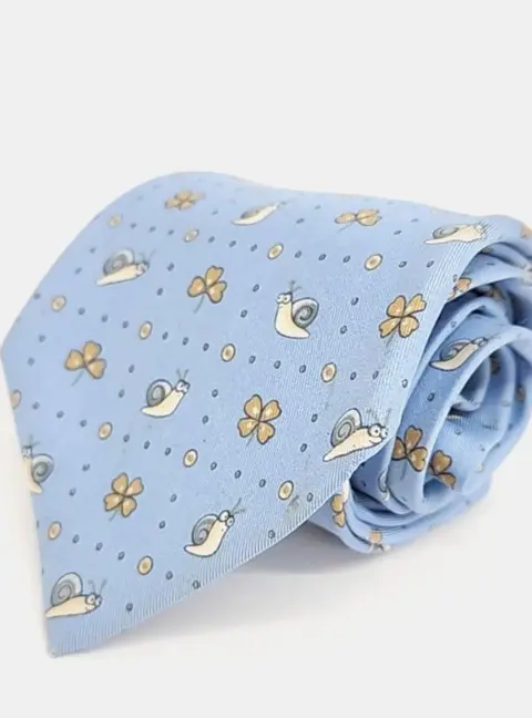 Hermes Silk Pastel Blue Tie