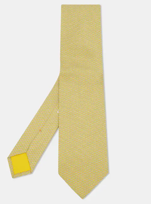 Herm&egrave;s Yellow Patterned Silk Tie